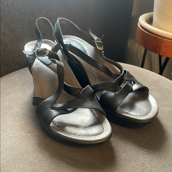 Dansko Black Strappy Wedge Heels Adjustable Straps Women’s 39 - Picture 1 of 7